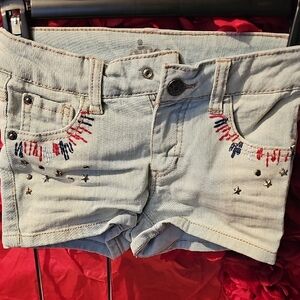 Circo Girls Embroidered Denim Shorts Size Medium
